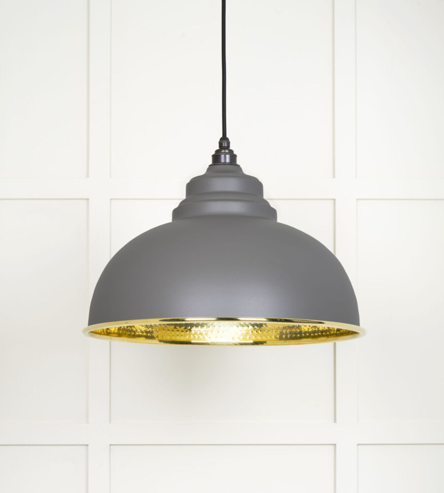 From The Anvil Hammered Brass Harborne Pendant in Bluff