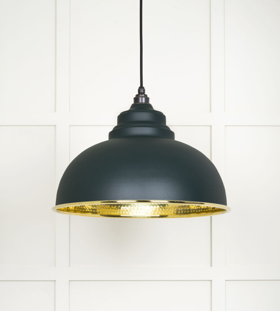 From The Anvil Hammered Brass Harborne Pendant in Dingle