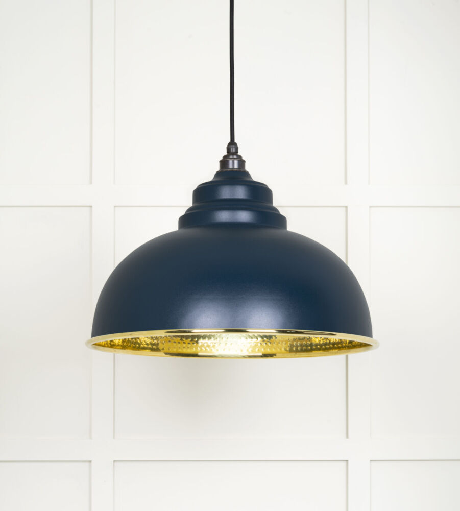 From The Anvil Hammered Brass Harborne Pendant in Dusk