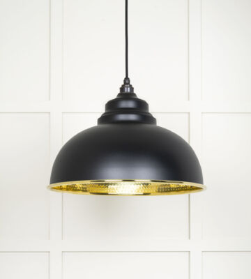 From The Anvil Hammered Brass Harborne Pendant In Elan Black