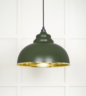 From The Anvil Hammered Brass Harborne Pendant in Heath
