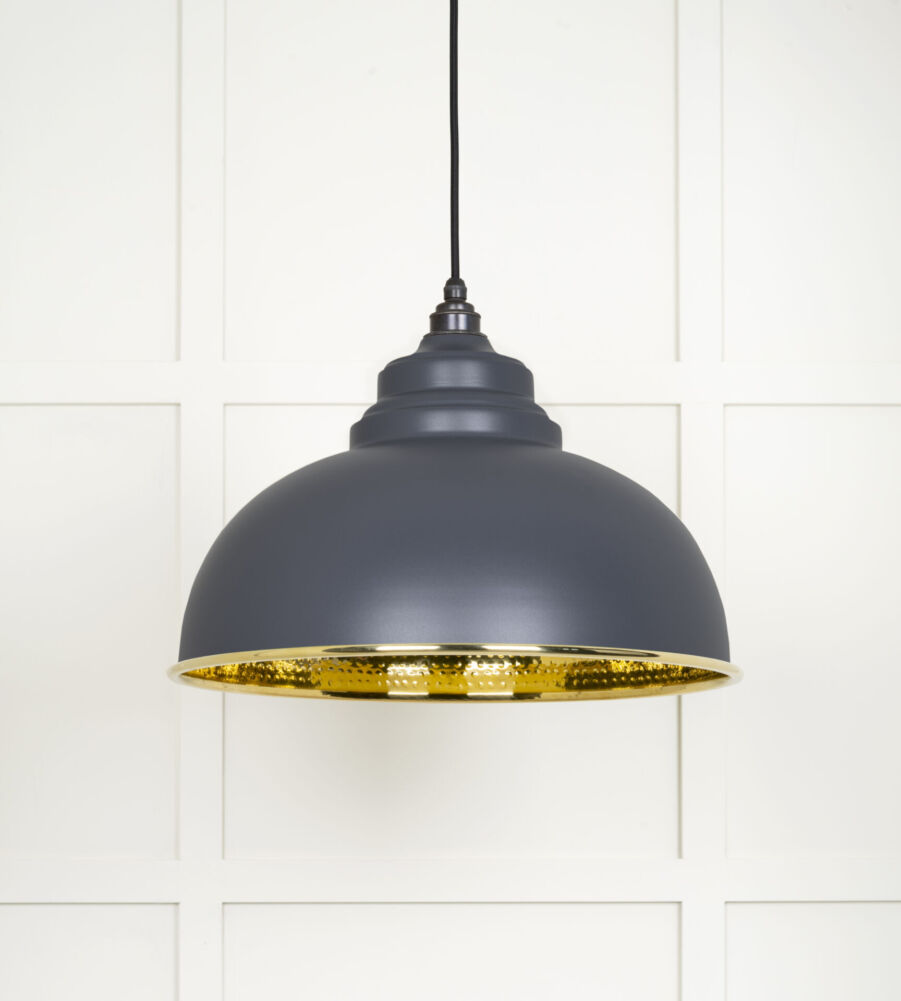 From The Anvil Hammered Brass Harborne Pendant in Slate - Image 3