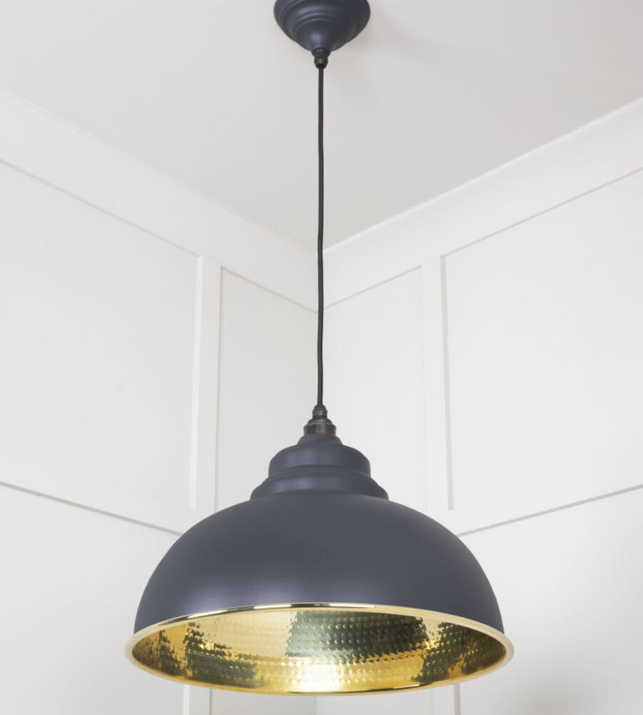 From The Anvil Hammered Brass Harborne Pendant in Slate - Image 4