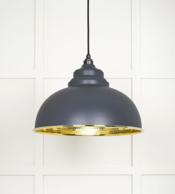 From The Anvil Hammered Brass Harborne Pendant In Slate