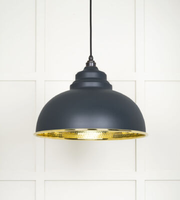 From The Anvil Hammered Brass Harborne Pendant in Soot