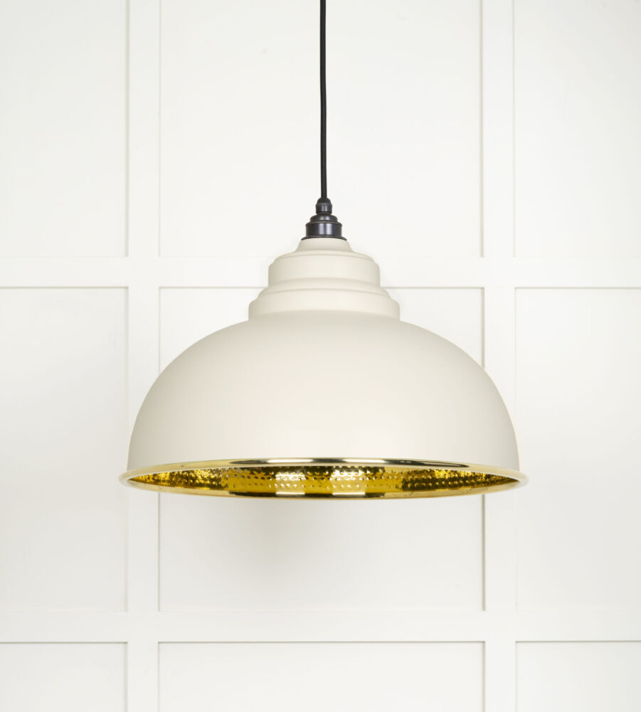 From The Anvil Hammered Brass Harborne Pendant in Teasel - Image 3