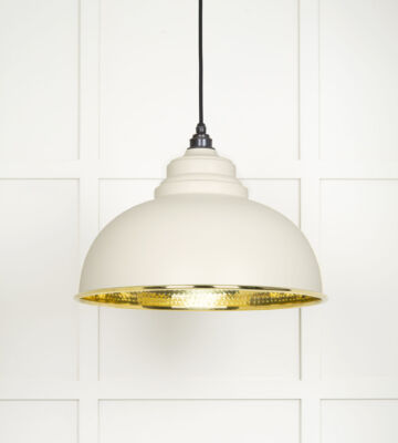 From The Anvil Hammered Brass Harborne Pendant in Teasel