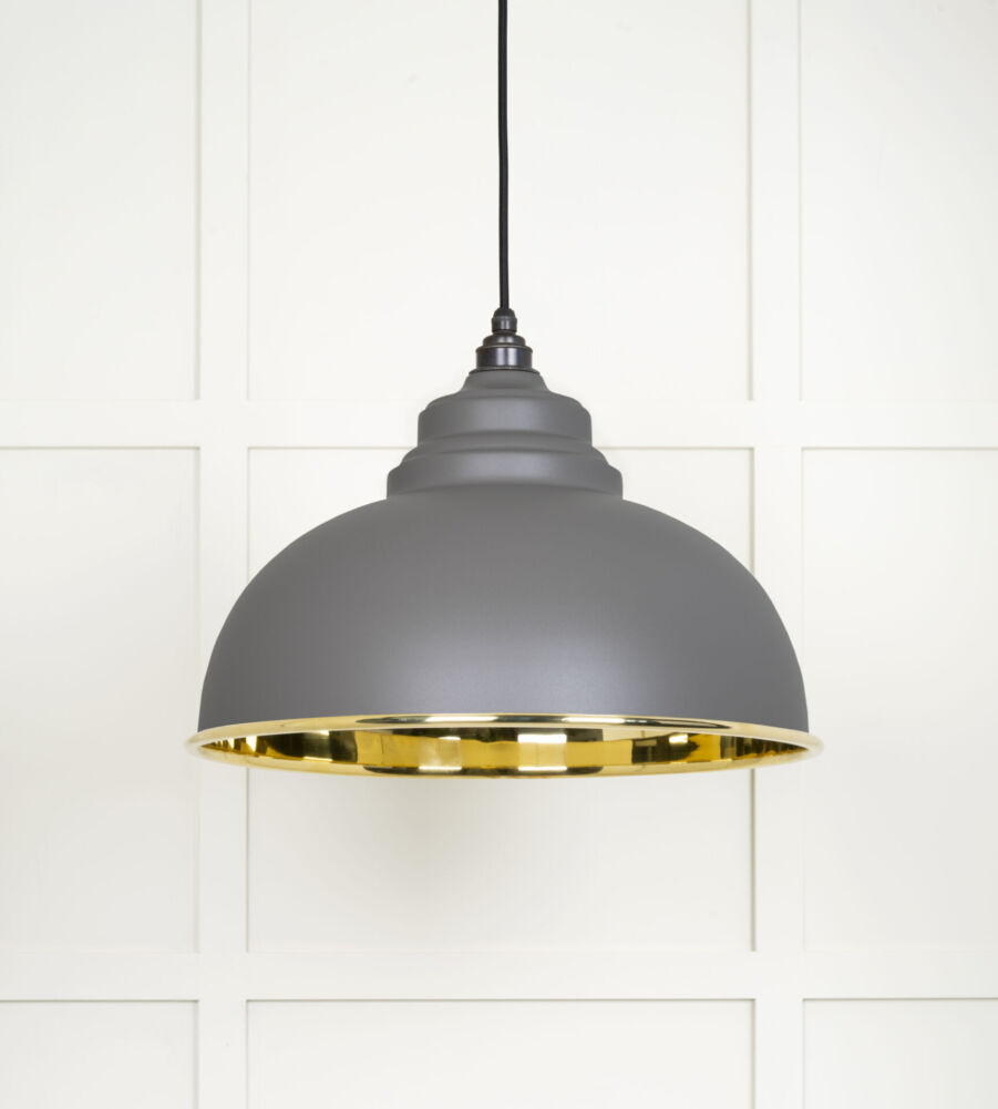 From The Anvil Smooth Brass Harborne Pendant in Bluff - Image 3