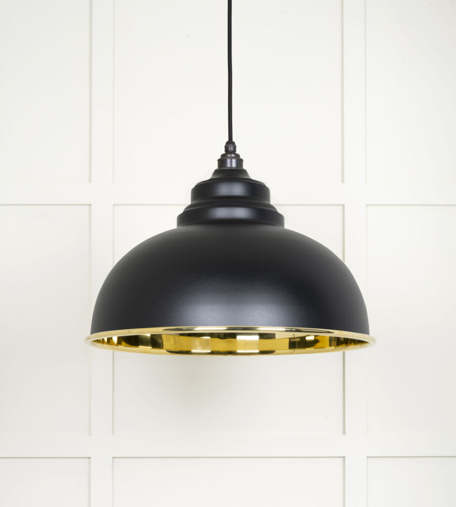 From The Anvil Smooth Brass Harborne Pendant in Elan Black - Image 3