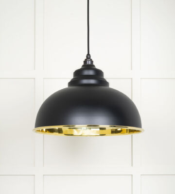 From The Anvil Smooth Brass Harborne Pendant In Elan Black