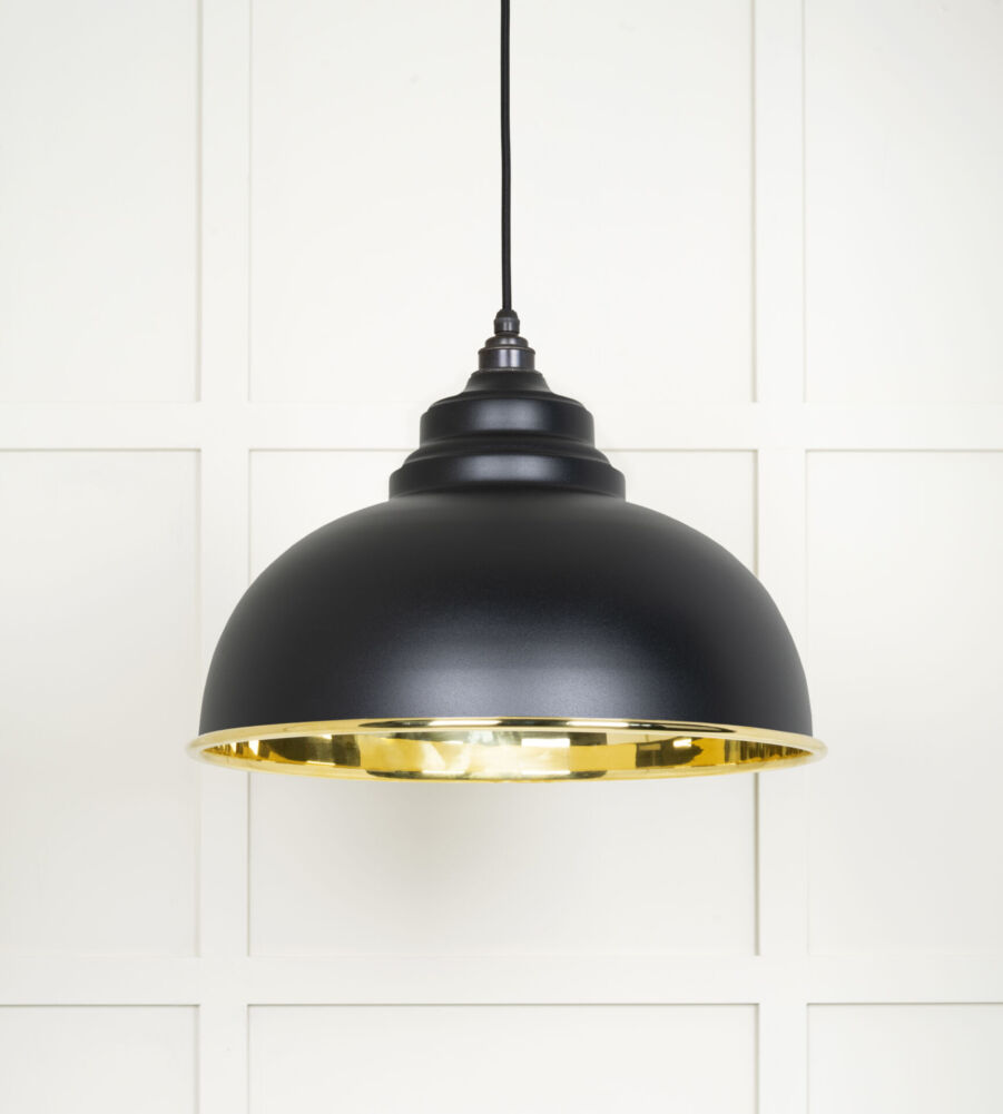 From The Anvil Smooth Brass Harborne Pendant in Elan Black