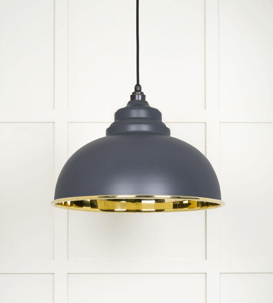 From The Anvil Smooth Brass Harborne Pendant in Slate - Image 3
