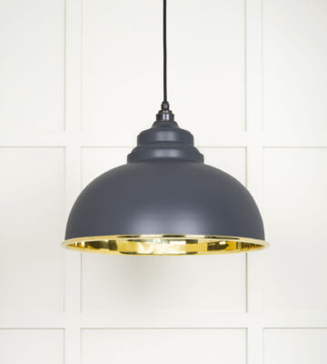 From The Anvil Smooth Brass Harborne Pendant In Slate