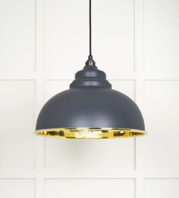 From The Anvil Smooth Brass Harborne Pendant in Slate