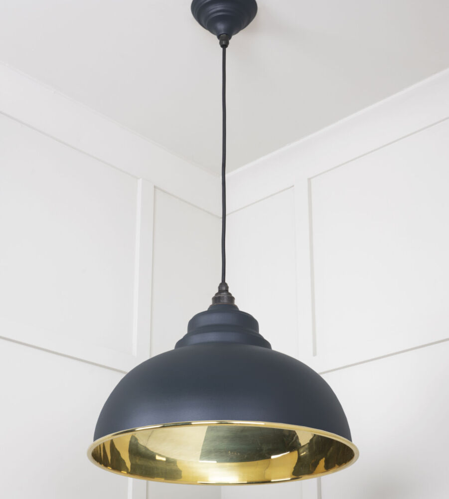 From The Anvil Smooth Brass Harborne Pendant in Soot - Image 4