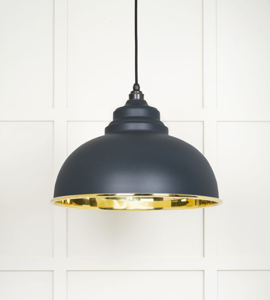 From The Anvil Smooth Brass Harborne Pendant in Soot