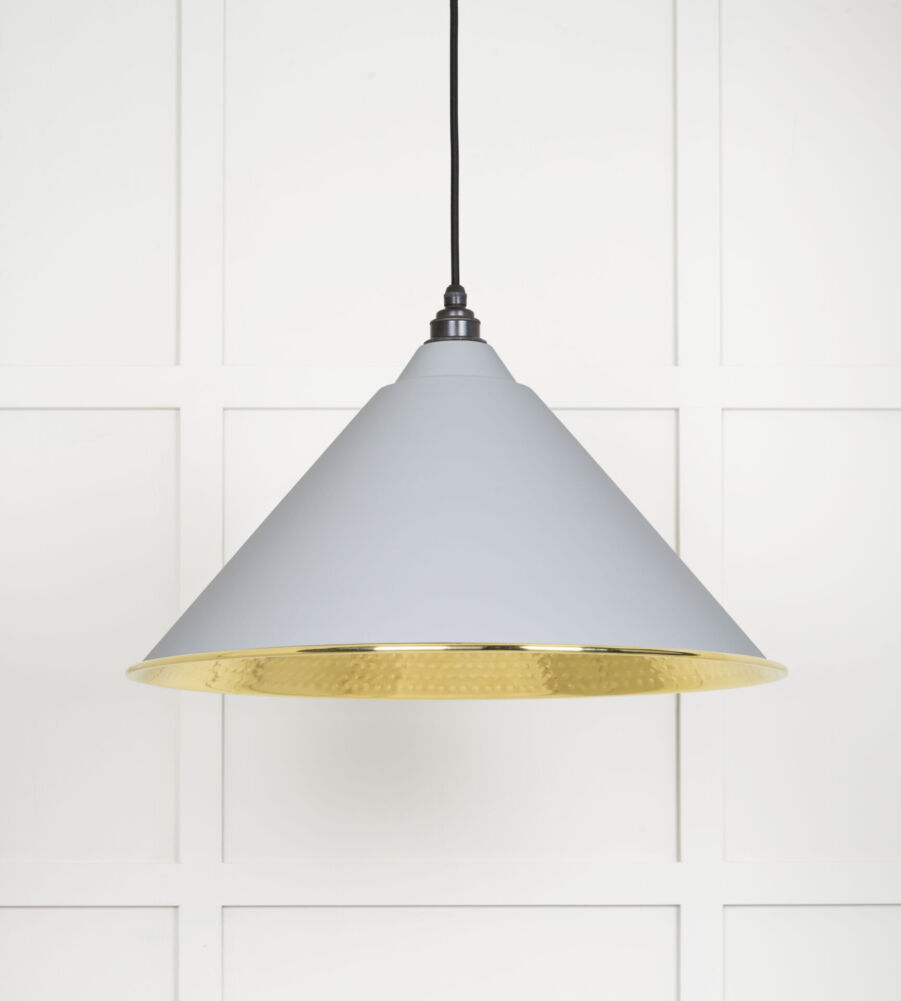 From The Anvil Hammered Brass Hockley Pendant in Birch - Image 3
