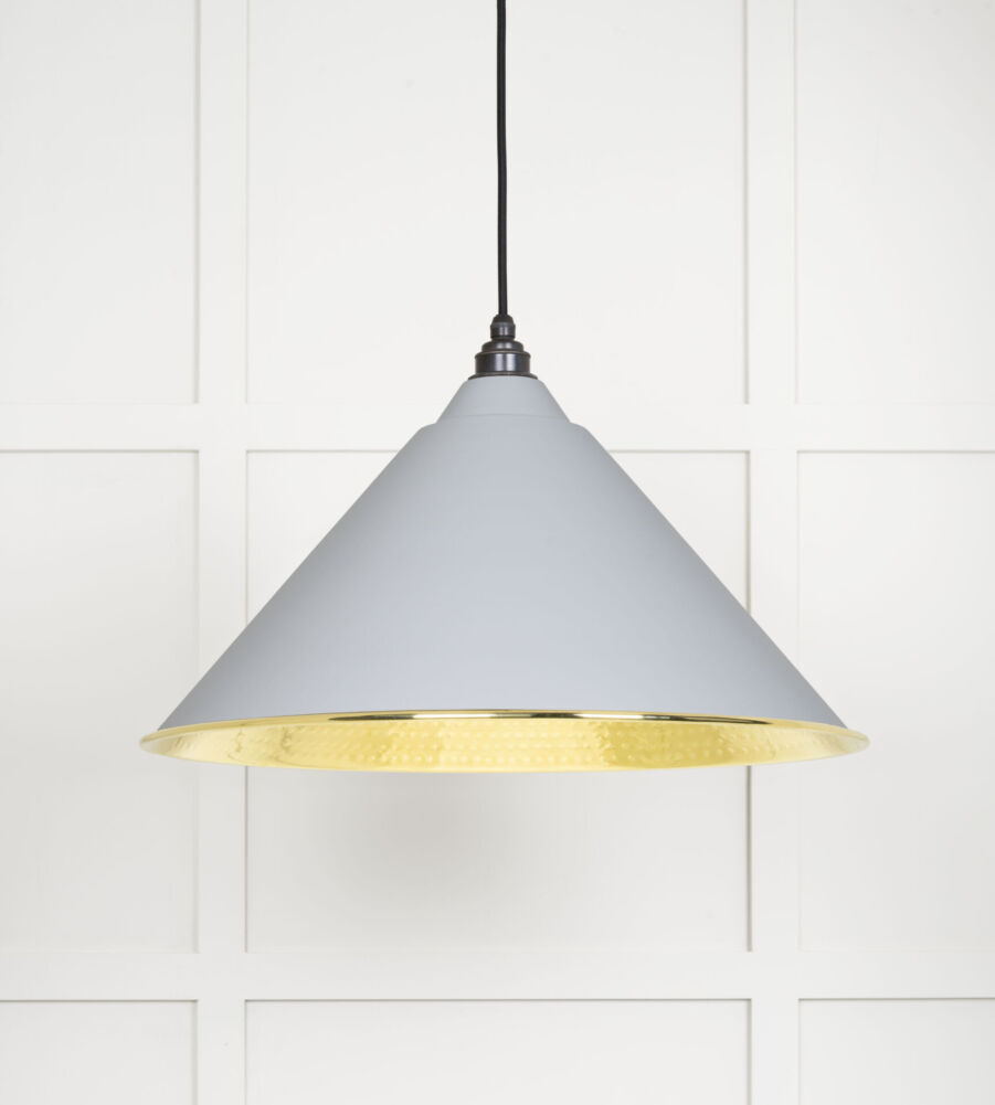 From The Anvil Hammered Brass Hockley Pendant in Birch
