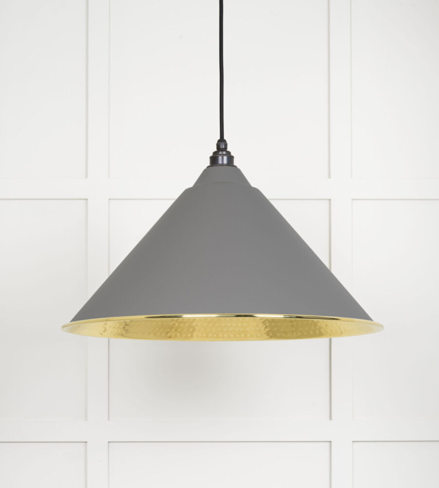 From The Anvil Hammered Brass Hockley Pendant in Bluff - Image 3