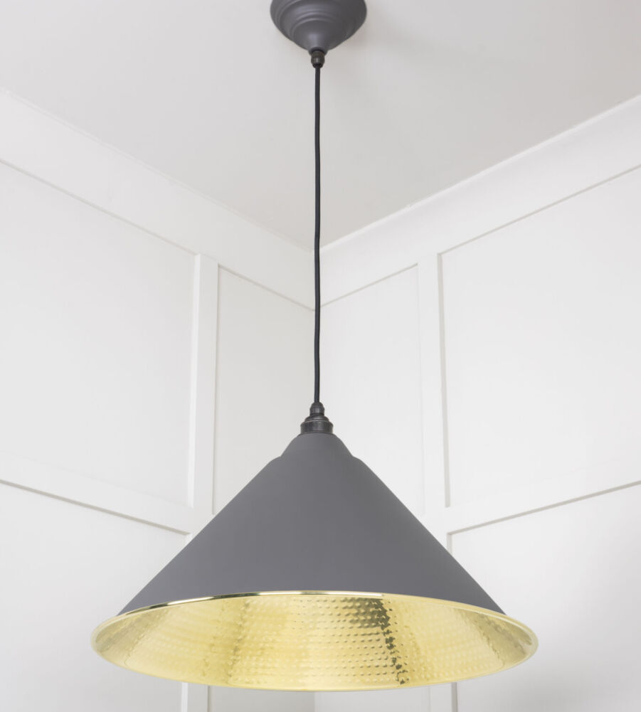 From The Anvil Hammered Brass Hockley Pendant in Bluff - Image 4