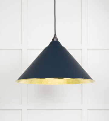 From The Anvil Hammered Brass Hockley Pendant in Dusk