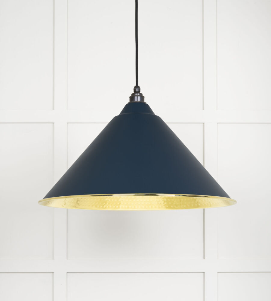From The Anvil Hammered Brass Hockley Pendant in Dusk