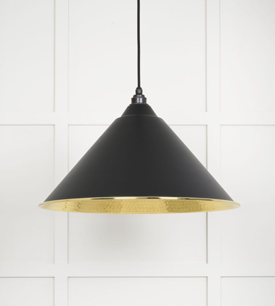 From The Anvil Hammered Brass Hockley Pendant in Elan Black - Image 3
