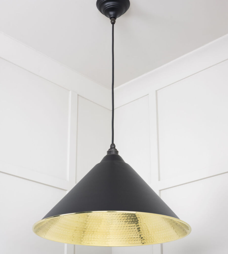 From The Anvil Hammered Brass Hockley Pendant in Elan Black - Image 4