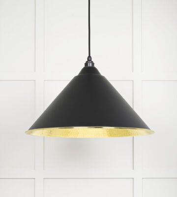 From The Anvil Hammered Brass Hockley Pendant In Elan Black