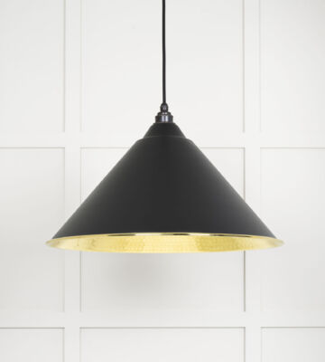 From The Anvil Hammered Brass Hockley Pendant in Elan Black