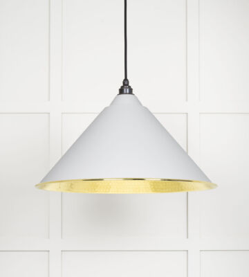 From The Anvil Hammered Brass Hockley Pendant In Flock