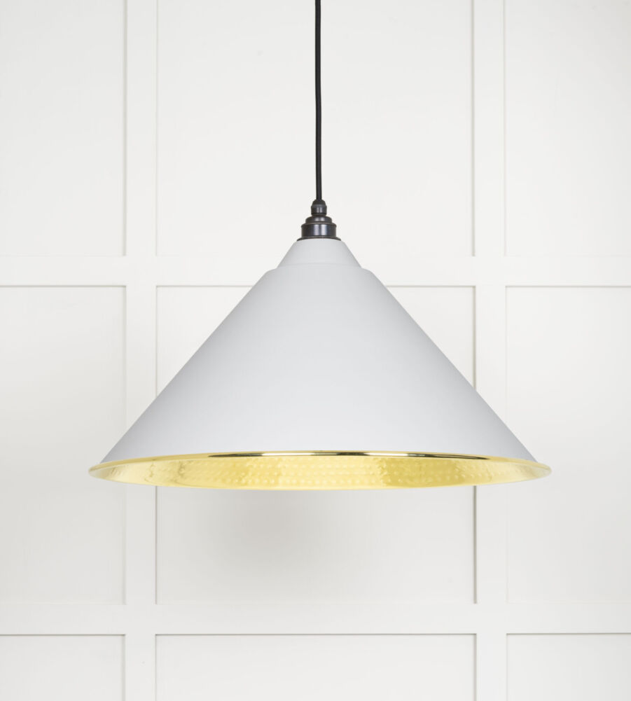 From The Anvil Hammered Brass Hockley Pendant in Flock