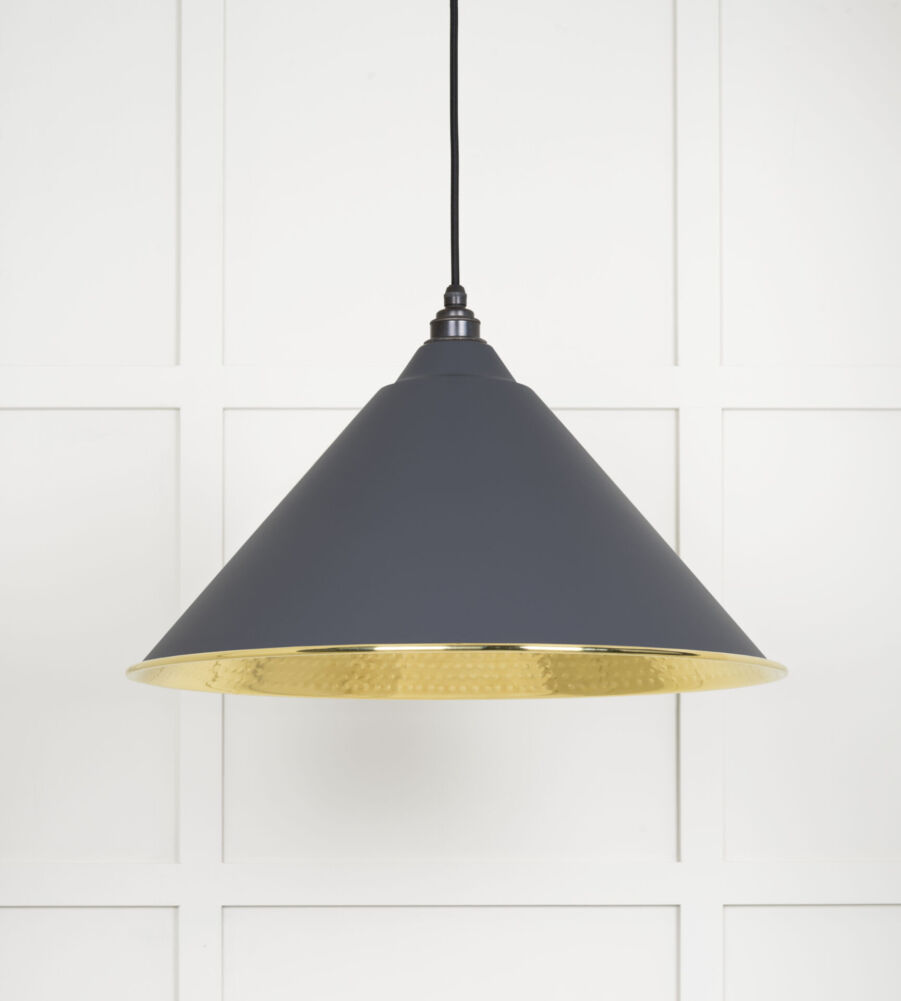 From The Anvil Hammered Brass Hockley Pendant in Slate - Image 3