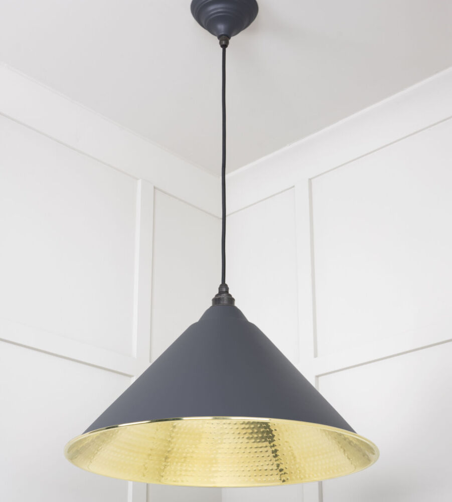 From The Anvil Hammered Brass Hockley Pendant in Slate - Image 4