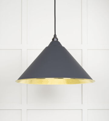 From The Anvil Hammered Brass Hockley Pendant In Slate
