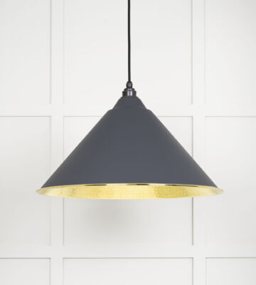 From The Anvil Hammered Brass Hockley Pendant in Slate