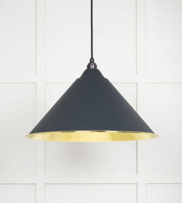From The Anvil Hammered Brass Hockley Pendant In Soot