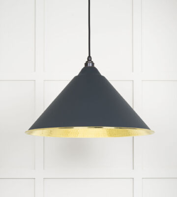 From The Anvil Hammered Brass Hockley Pendant in Soot