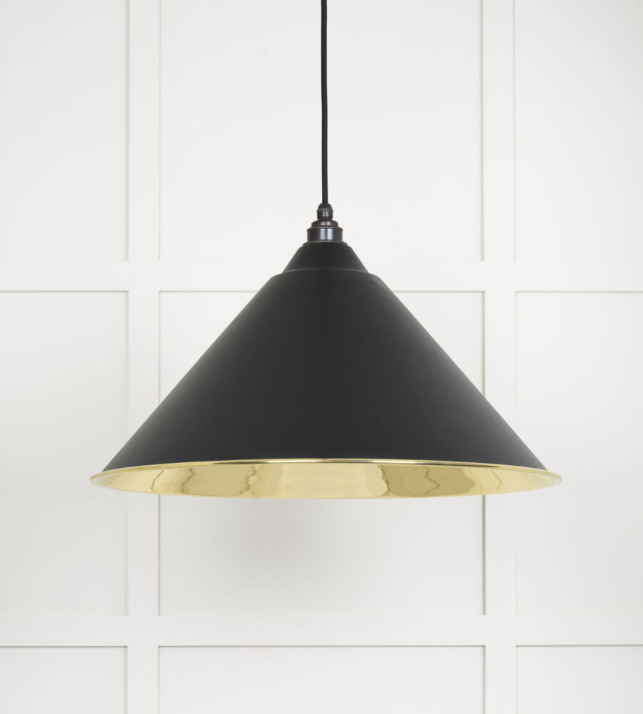 From The Anvil Smooth Brass Hockley Pendant in Elan Black - Image 3
