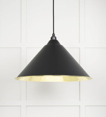 From The Anvil Smooth Brass Hockley Pendant In Elan Black