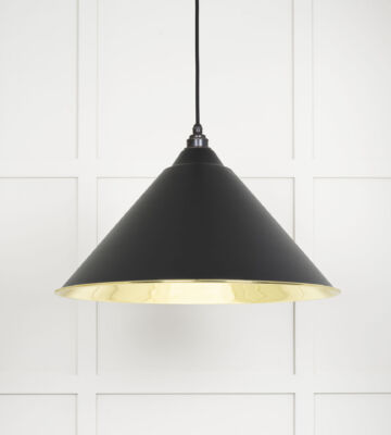 From The Anvil Smooth Brass Hockley Pendant in Elan Black