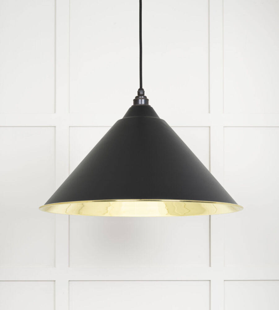 From The Anvil Smooth Brass Hockley Pendant in Elan Black