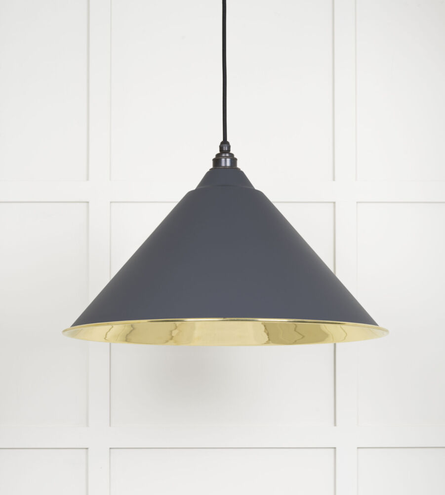 From The Anvil Smooth Brass Hockley Pendant in Slate - Image 3