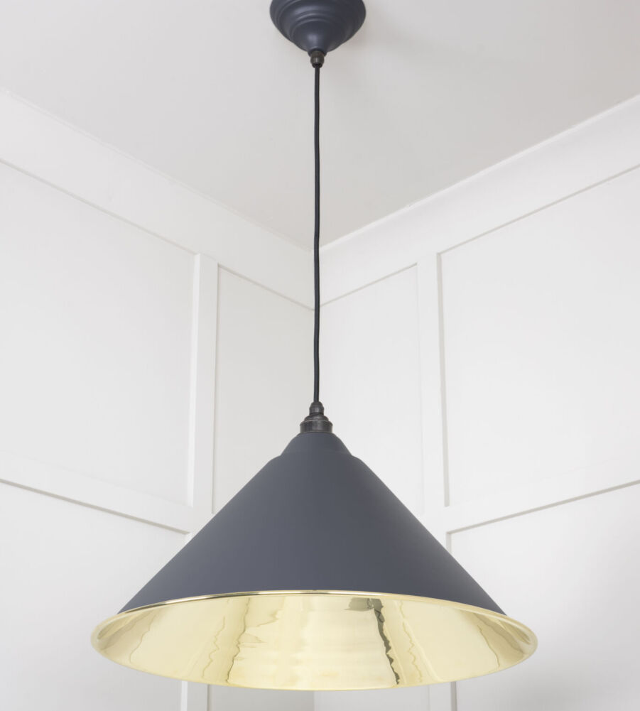From The Anvil Smooth Brass Hockley Pendant in Slate - Image 4