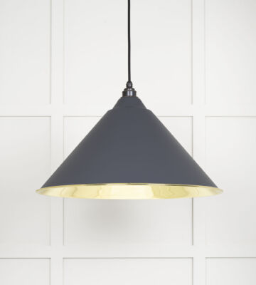 From The Anvil Smooth Brass Hockley Pendant In Slate