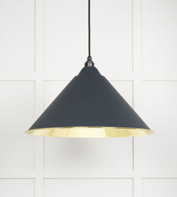From The Anvil Smooth Brass Hockley Pendant in Soot