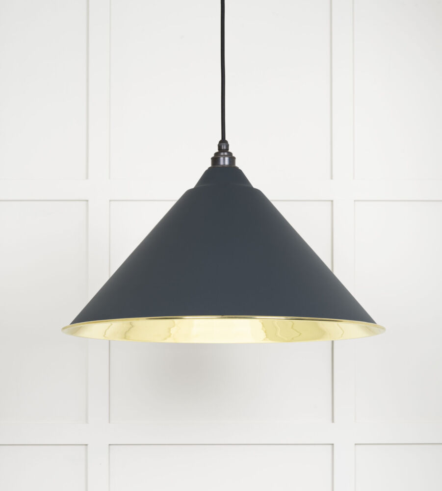 From The Anvil Smooth Brass Hockley Pendant in Soot