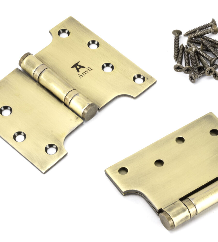 From The Anvil Aged Brass 4" x 3" x 5"  Parliament Hinge (pair) ss - Image 3