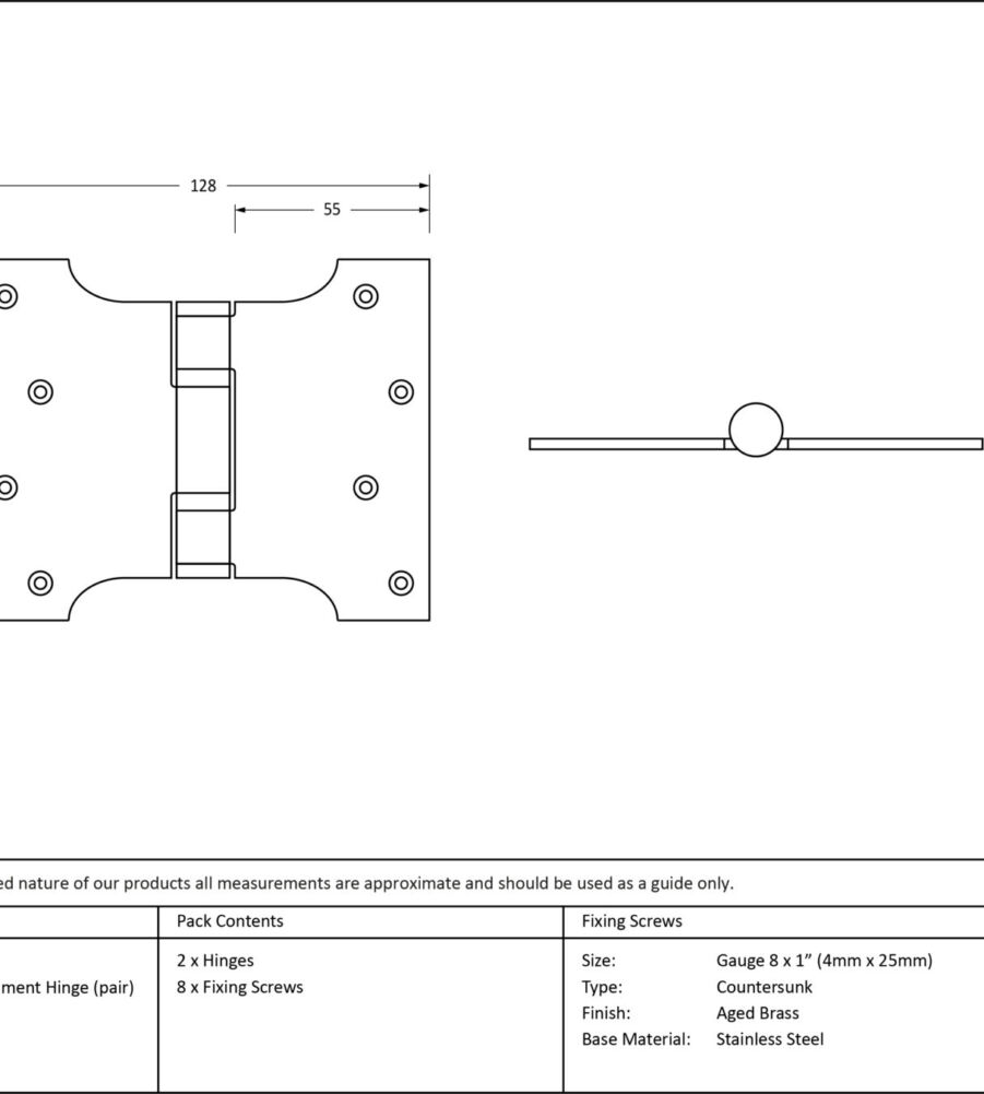 From The Anvil Aged Brass 4" x 3" x 5"  Parliament Hinge (pair) ss - Image 2