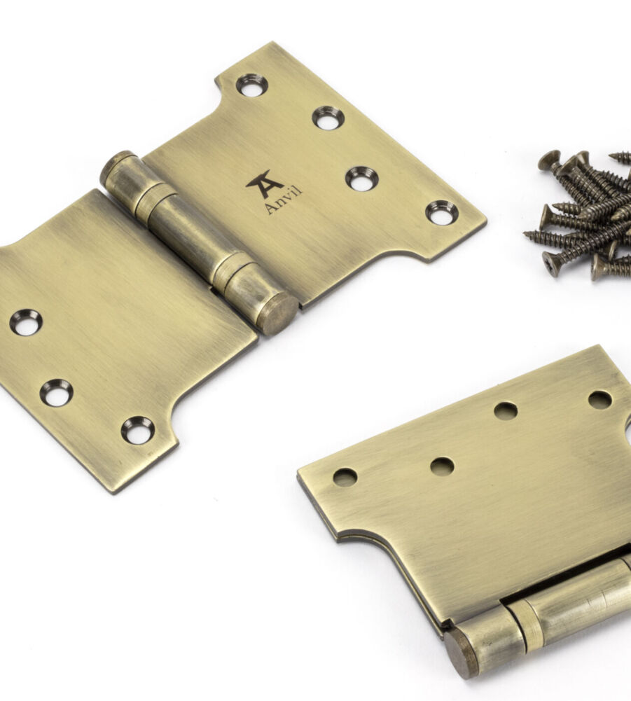 From The Anvil Aged Brass 4" x 4" x 6"  Parliament Hinge (pair) ss - Image 3